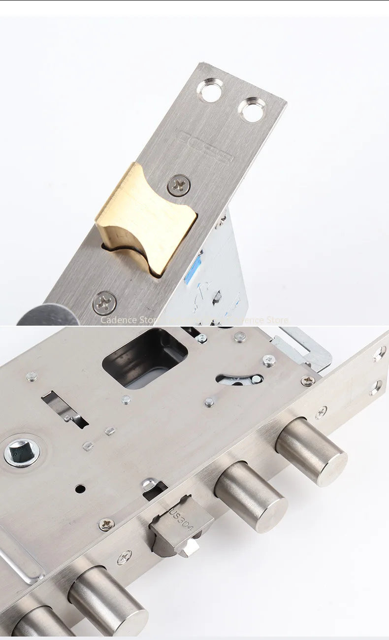24x240 6068 Security Door Lock Body 304 Stainless Steel Internal Gear Structure Anti Stuck For Smart Fingerprint Lock