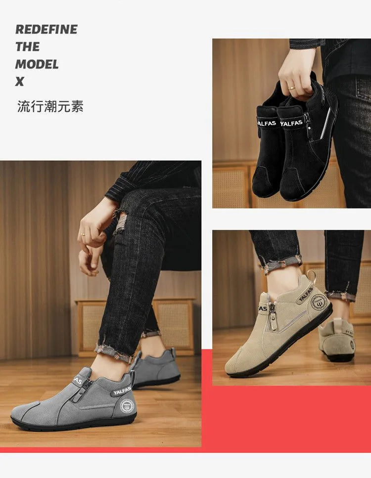 2026 New Men Casual Shoes Lightweight Slip On Sneakers Autumn Winter Flat Work Shoes Loafers Soft Sole Non Slip Walking Shoes