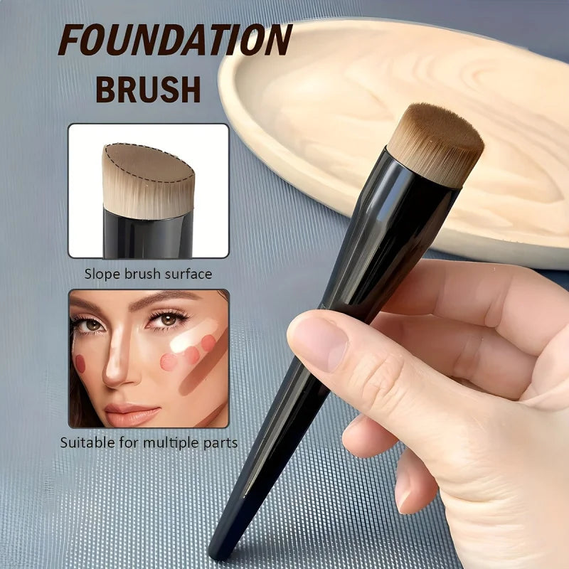 1 Basic Foundation Make-Up Brush Flat Top Brush, Contour Brush, Bevel Powder Blusher Brush, Professional Makeup Brush