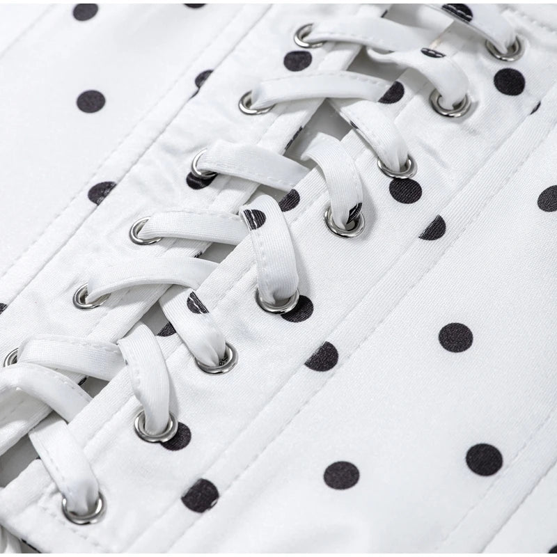 Sexy Polka Dot Two Pieces Pants Set Women Halter Sleeveless Lace Up Corset Top Cropped Pants 2026 Summer New Lady Y2K Outfit