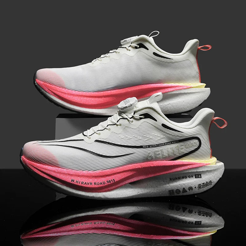 Men Running Shoes Carbon Board Speciality Marathon Sports Breathable Lightweight Women's Comfortable Athletic Nonskid Sneakers