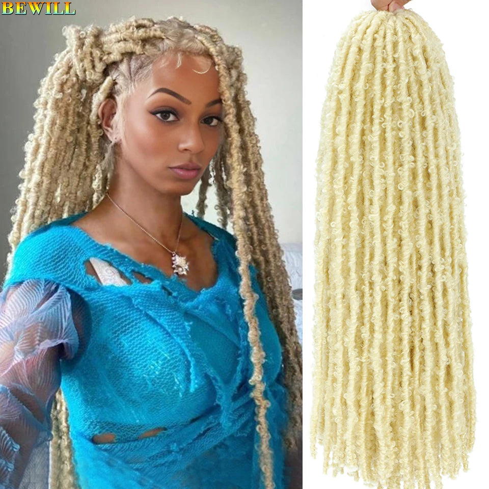 BEWILL 12 14 18 24 Inch Butterfly Locs Crochet Hair Pre-looped Synthetic Distressed Faux Braids Hair Soft Locs Goddess Locs Hair