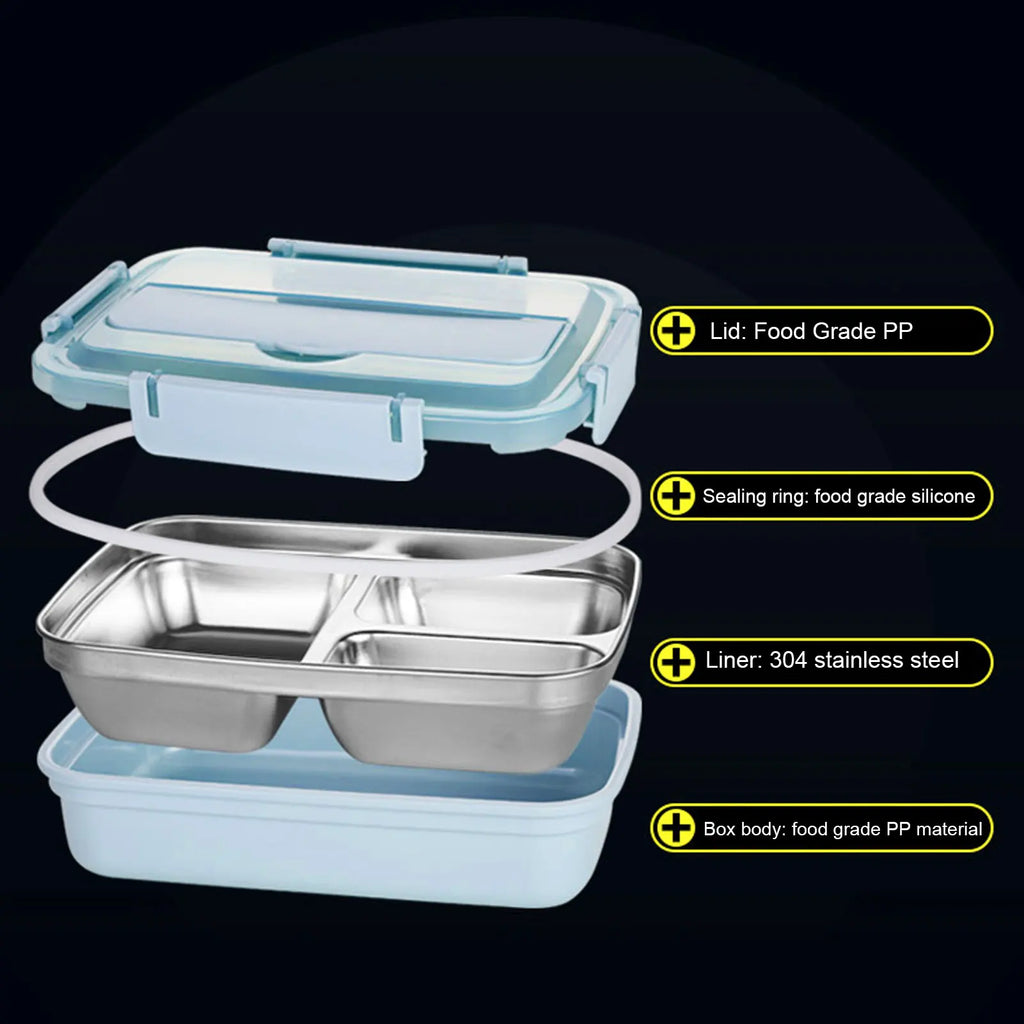 Stainless Steel Lunch Box 4‑Grid Portable Box Food Storage Container for Student Adult Dinnerware Food Storage Container