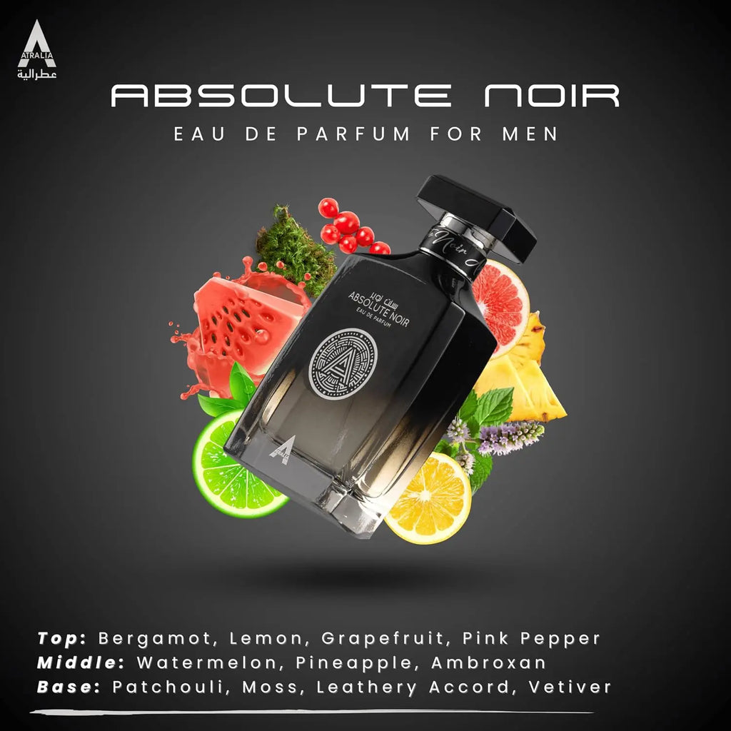 Atralia Absolute Noir Eau De Parfum 100ml, Luxurious Men Perfume, Long Lasting Woody Fragrance, Premium Gift for Him