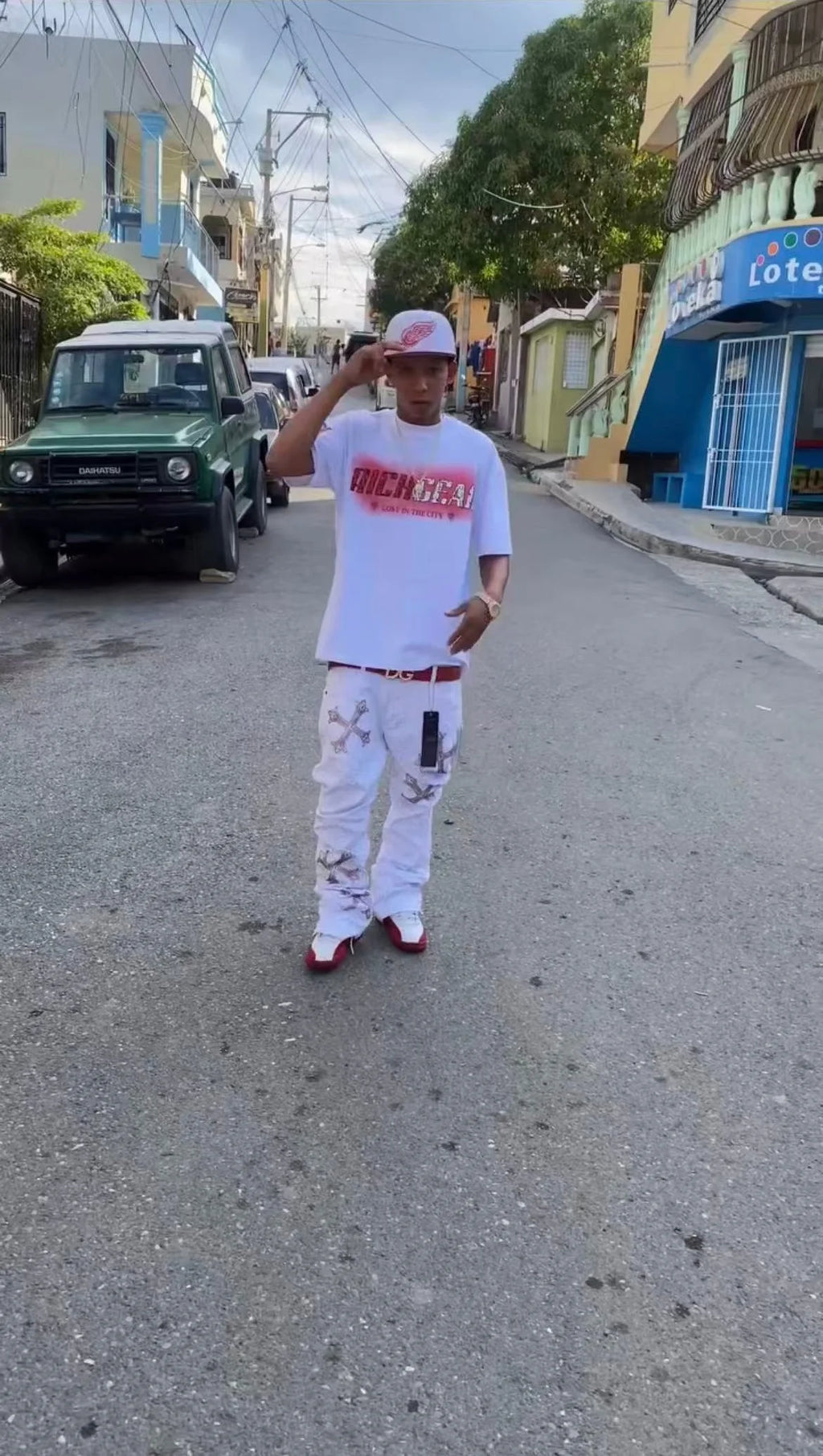 Mens Unisex White Rhinestone Studded Cross Design Skinny Flared Jeans Hip Hop Streetwear Y2K Vintage High Waist Denim Pants