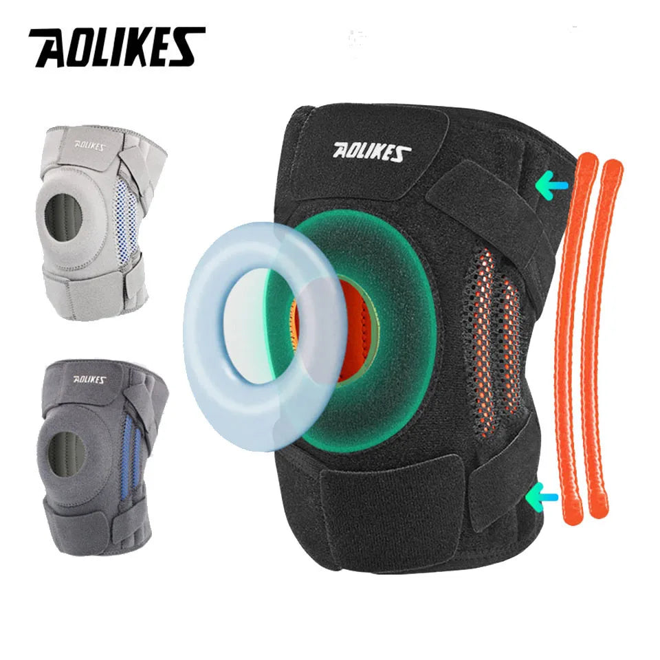 AOLIKES 1PCS Knee Brace with Side Stabilizers & Patella Gel Pads for Maximum Knee Pain Support and fast recovery for Men Women