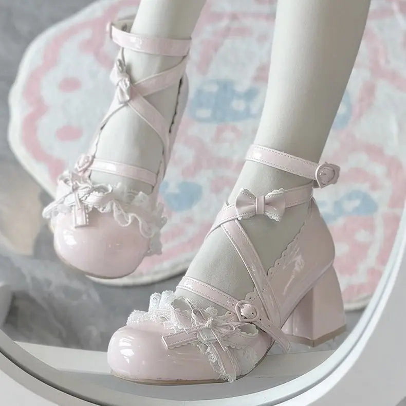 Fashion Princess Style Woman Shoe Spring New Round Toe Heel Simple Versatile Mary Jane Shoes Comfort Non Slip Womens Casual Shoe