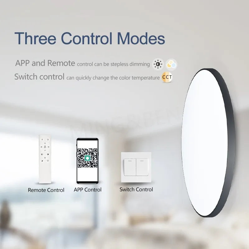 MING&BEN Smart LED Ceiling Lamps 18.5in Round Modern LED Ceiling Light With APP Remote Control Dimmable For Bedroom Living Room