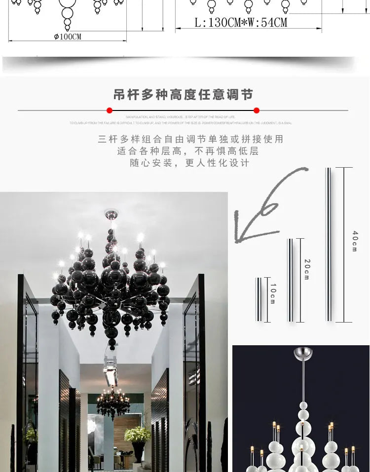Luxury Living Room Black Chandelier Designer Tears From Moon Chandelier For Ceiling Restaurant Large Dining Table Hanging Lamp