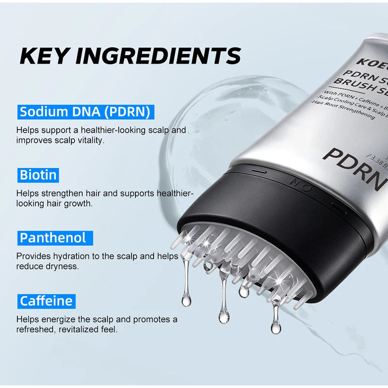 PDRN Rosemary Caffeine Massage Brush Hair Serum,Hair Nourishing Strengthening Essence,Improve Scalp Environment,Scalp Massager