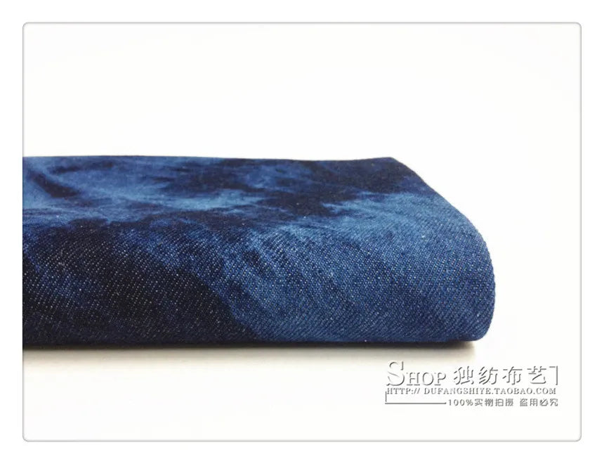 Fashion Tie-dye Black Denim Fabric By The Meter for Hats Clothing Skirts Sewing High-grade Thickend Jeans Needlework Comfortable