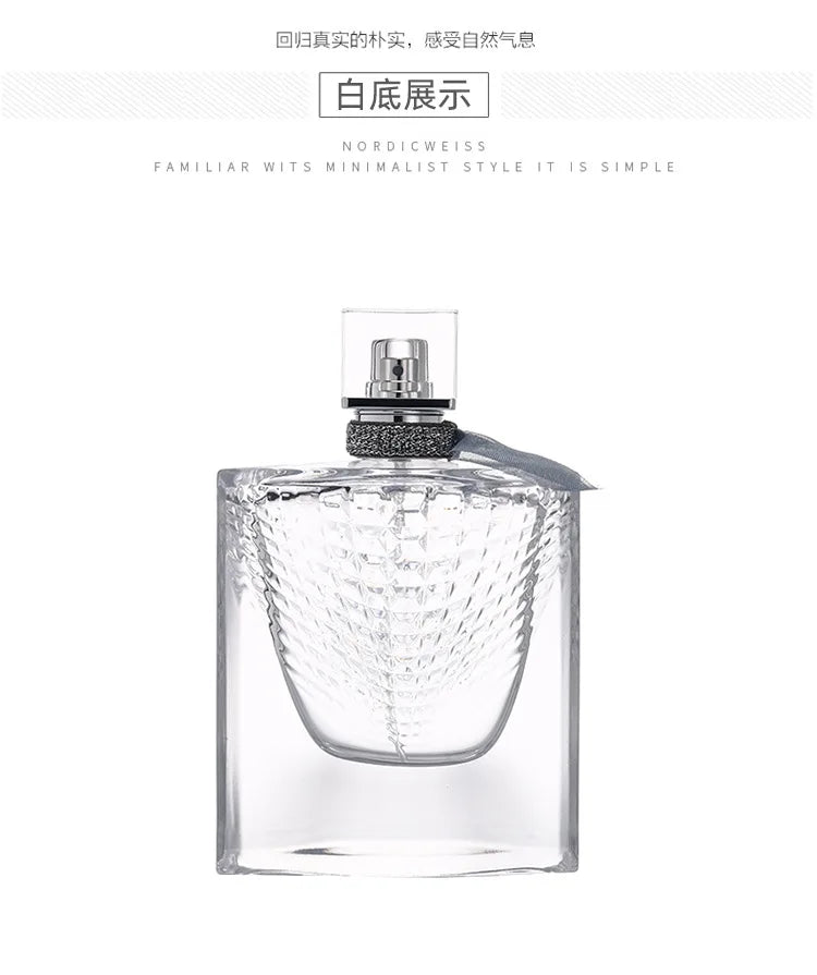 Bayonet Perfume Bottle 75ml Fish Scale Bottle with Silk Scarf Cap Transparent Glass Cosmetic Dispensing Empty Bottle