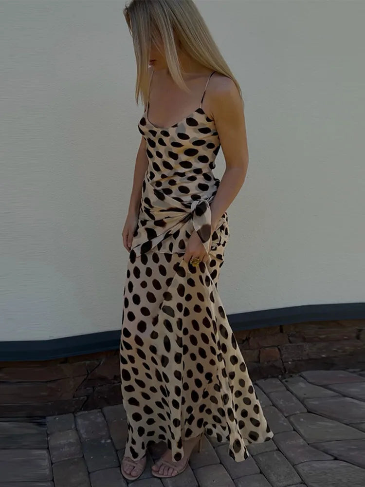 Urban Long Dress Animal Print Women Dress Sexy V-neck Ruched Drawstring Female Dresses 2026 Summer Party Lady Street Robe