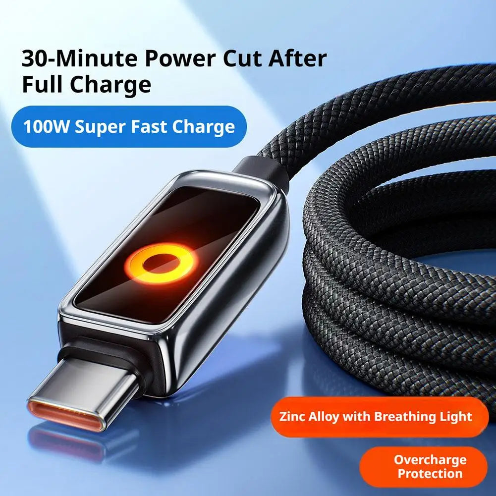 PD 100W USB C Cable 2M Super Fast Charge Self Automatic Power Off Usb A Or Type C To C Cable For iPhone 18 17 16 Xiaomi Sumsang