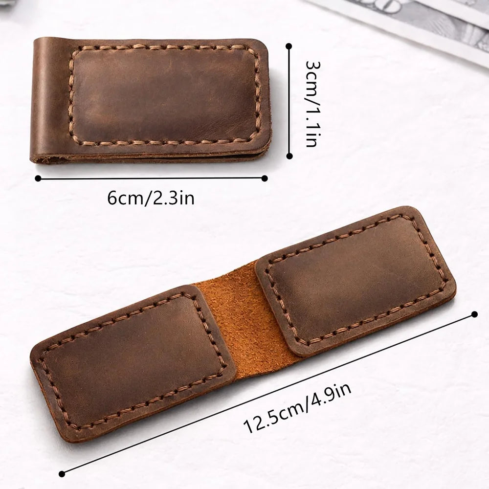 Slim Magnetic Money Clip PU Leather Business Card Holder for Men