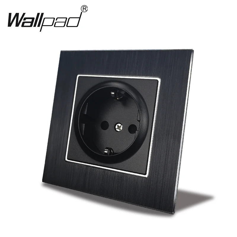 Euro USB Type-C Socket Black Matte Metal Panel Double Triple Electrical Wall SocketS EU Type A+C Outlet with Cap Cover Round Box