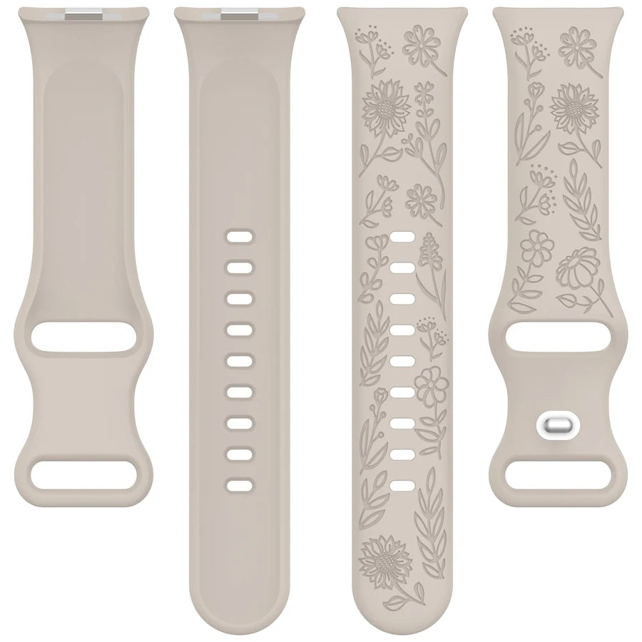 3D Carved Flowers Strap For Xiaomi Mi Smart Band 8 Pro/9 Pro/10 Pro Replacement Sport WristBand For Redmi Watch 4 5 6 Bracelet