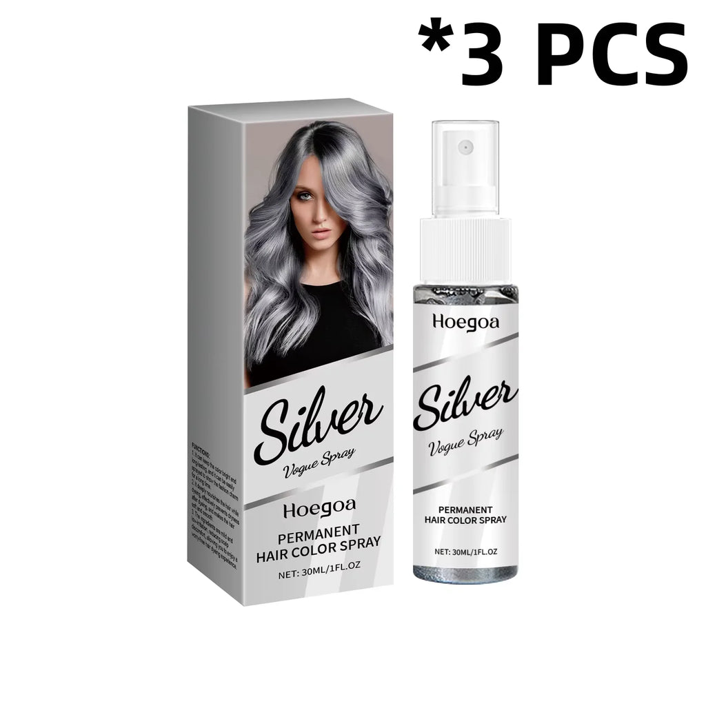 Temporary Silver Gray Hair Color Spray Disposable Washable Quick Dye Hairspray Fashion Party Cosplay Halloween Hair Styling