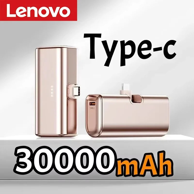 Lenovo 500000mAh Mini Portable 20W Fast Charging USB C Power Bank Travel Battery Pack Charger for iPhone 15 16 Android Devices