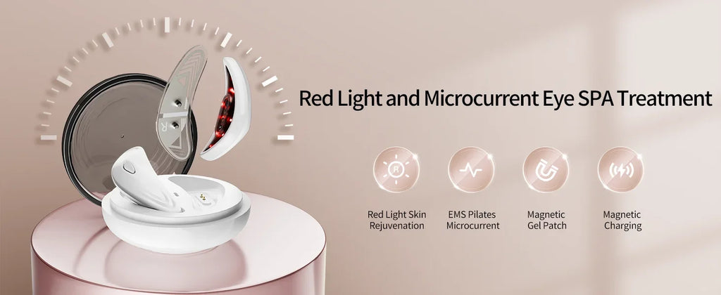 EMS Facial Eye Beauty Device With Gel Patches Red Light Eye Firming Massage For Eye Care Reducing Eye Bags Dark Circles
