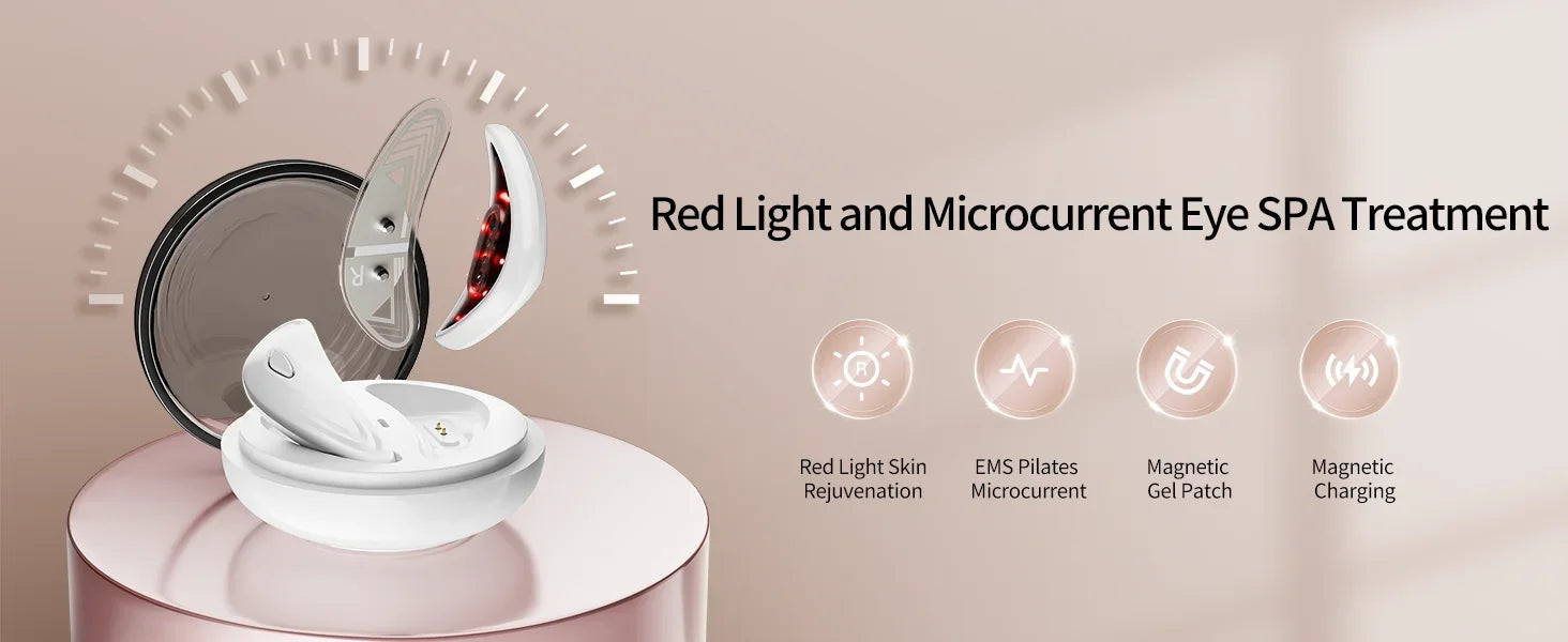 EMS Facial Eye Beauty Device With Gel Patches Red Light Eye Firming Massage For Eye Care Reducing Eye Bags Dark Circles