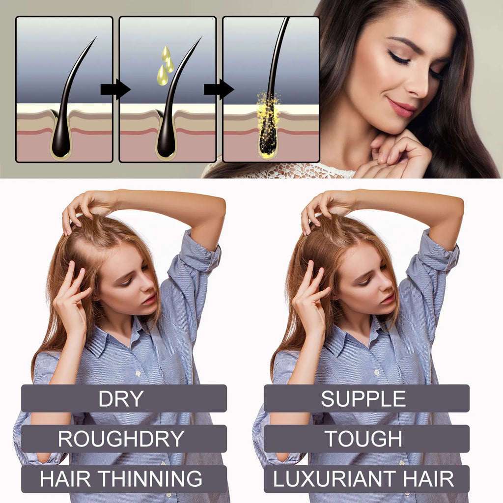 Biotin Hair Oil Collagen Scalp Serum Strengthening Treatment Natural Rosemary Ginseng Extract Thicker Hair Care Essential Oil