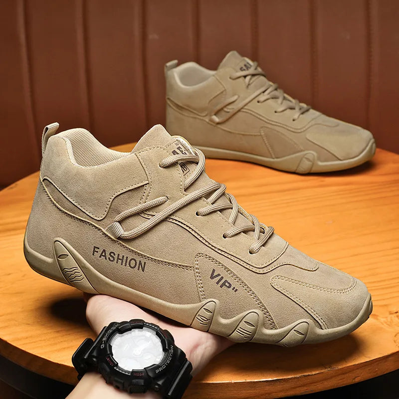 Men's Shoes New Fashion Breathable Non-slip Wear-resistant Outdoor Casual Mid-Top Lace-Up Sneakers