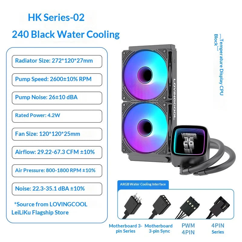 Fmouse Lovingcool Aio Cpu Water Cooler 240mm 360mm Argb Prism Digital Display Temperature Control Aura Sync For Pc Gaming Case