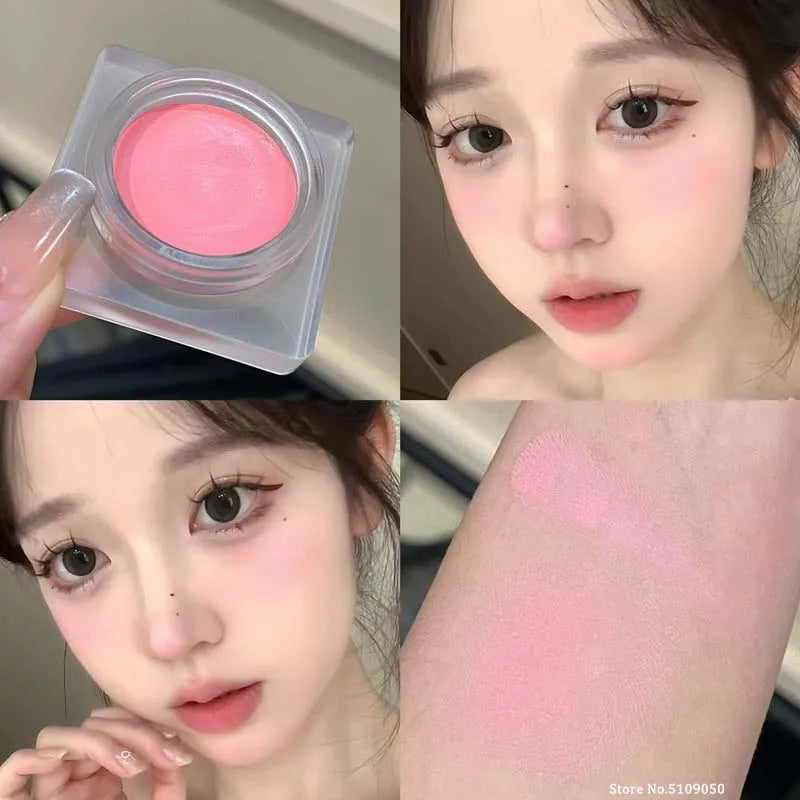 Purple Blush Cream Cheek Rouge Rose Brown Mud Palette Long-Lasting Waterproof Monochrome Brighten Face Moisturizing Blush Makeup
