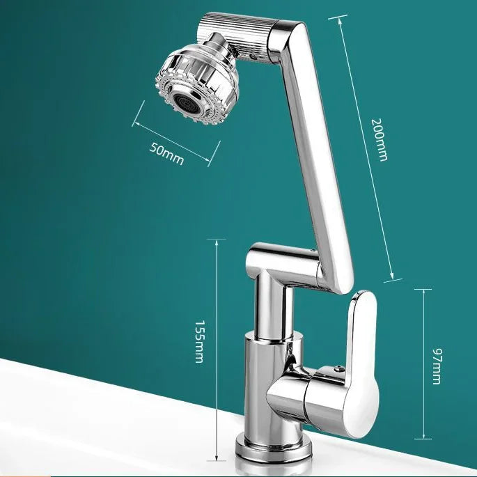 Mechanical Arm Universal Faucet Bathroom Kitchen Splashproof Faucet Bathroom Countertop Basin Hot and Cold Tap Faucet Accessorie