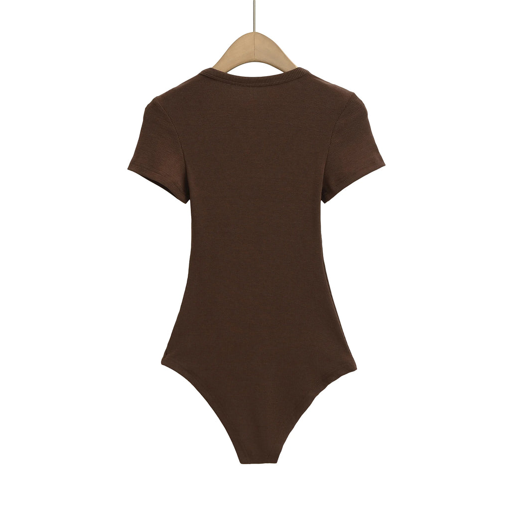 Slim Short Sleeve Women's Sexy Clothing Retro Jumpsuit Pullover Bodysuit Top Sexy Bodysuit