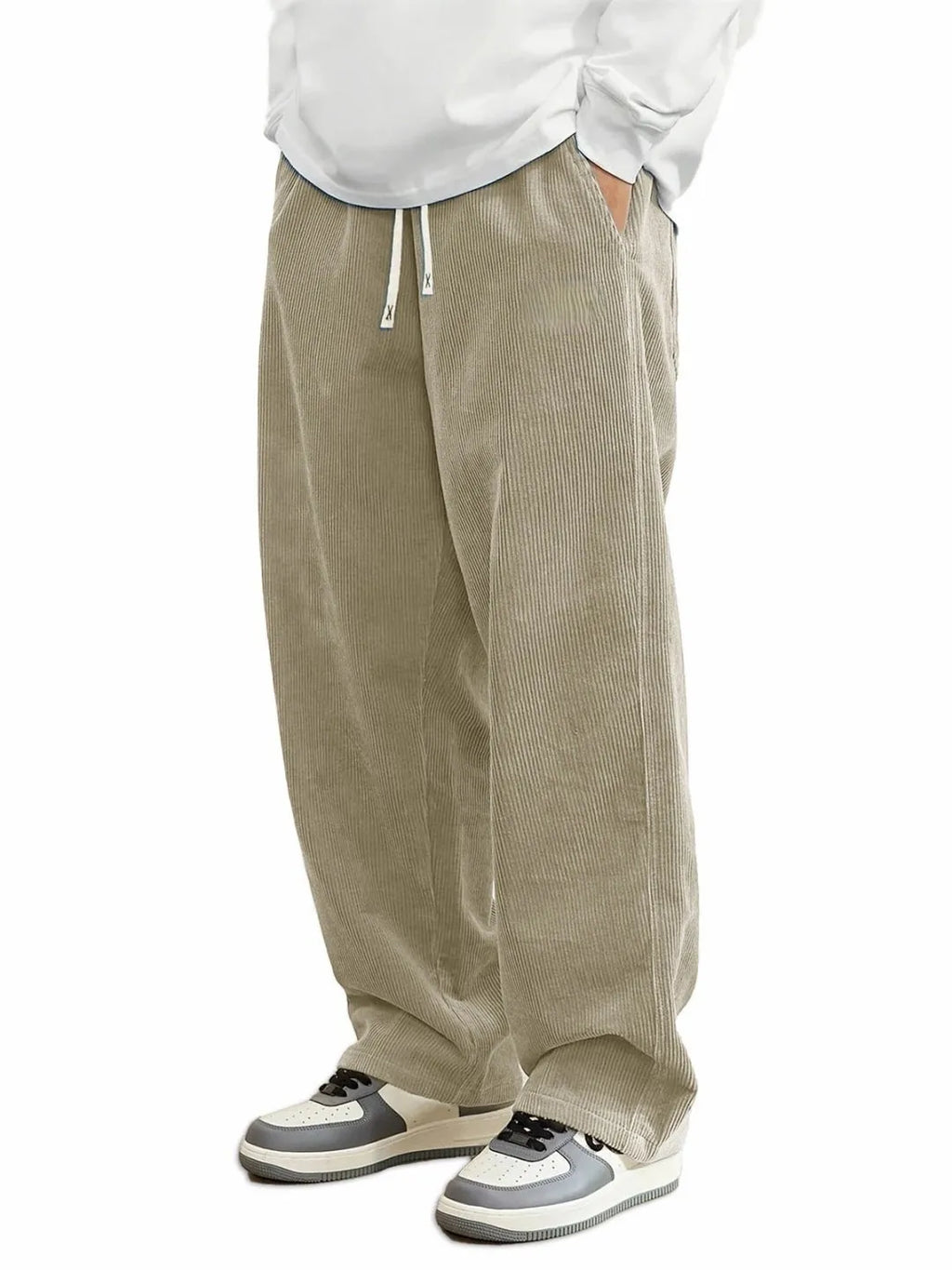 Autumn Winter Warm Motorcycle Jogger Corduroy Pants Men Tech Sweatpants Casual Harem Pants Male Sport Thermal Trousers