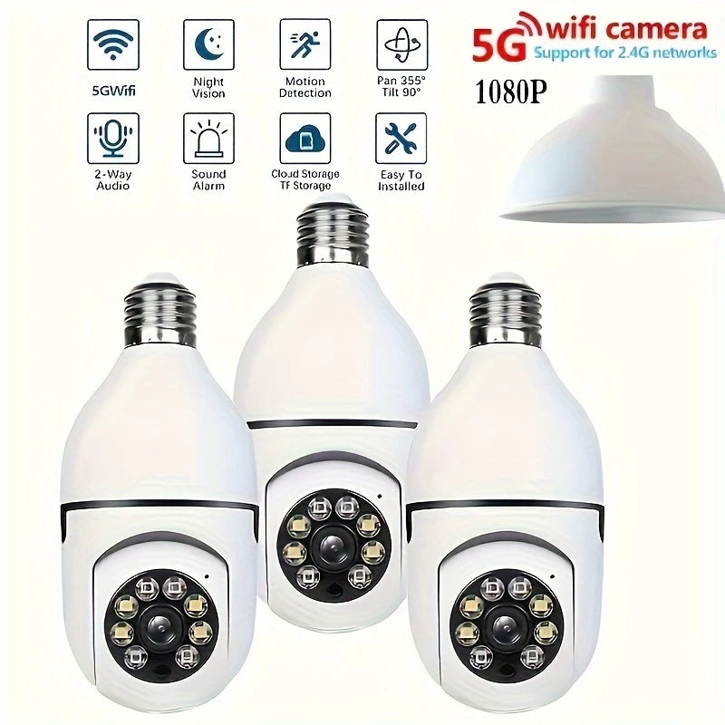 Ease Life App 5G/2.4G WiFi,4MP,IP54,E27 Light Bulb Security Camera Indoor Outdoor Wireless  Color Night Vision Motion Detection