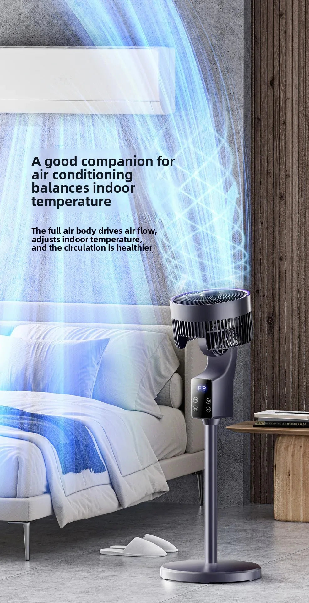 Air Circulator Fan with Aroma Diffuser,Long-Distance Oscillating Floor Fan for Home/Dorm,Energy-Saving 3-Speed Quiet Desk Fan