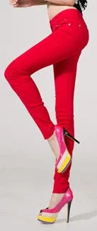 Women's Candy Color Pants Pencil Trousers Spring Autumn Elegant Office Mid Waist Pants For Women Slim Skinny Jeans Pants Female
