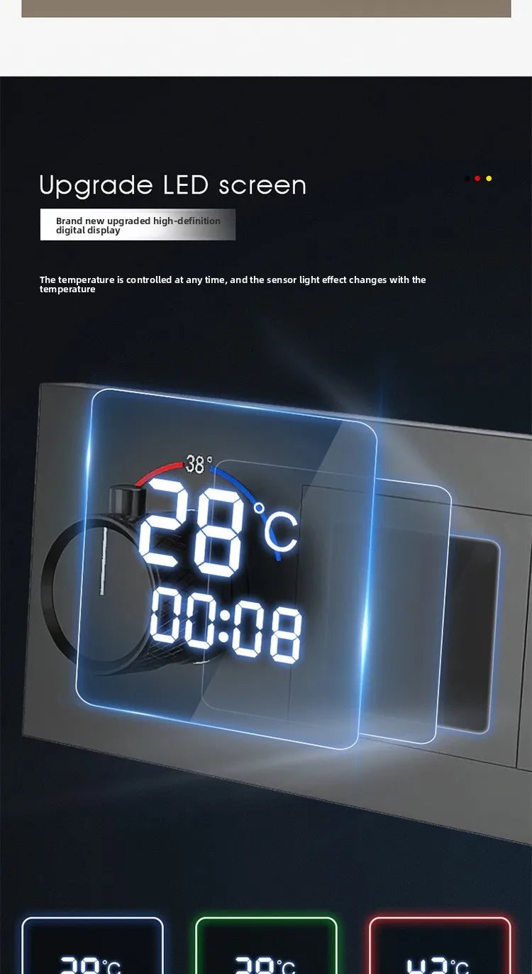 Rainfall LED Bluetooth Shower Set with Digital Display and Thermostatic Control All Brass Buttons