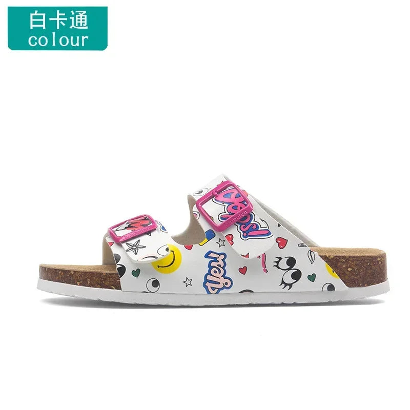 Slippers Women Buckle Flat Bottom Cork Slippers Man Summer Unisex Beach Button Outdoor Casual Sandals Designer Ladies Shoes