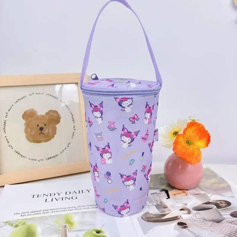 Sanrio Handheld Water Cup Bag Hello Kitty Cold Insulation Heat Preservation Portable Cartoon Water Bottle Pocket Kawaii Outdoors