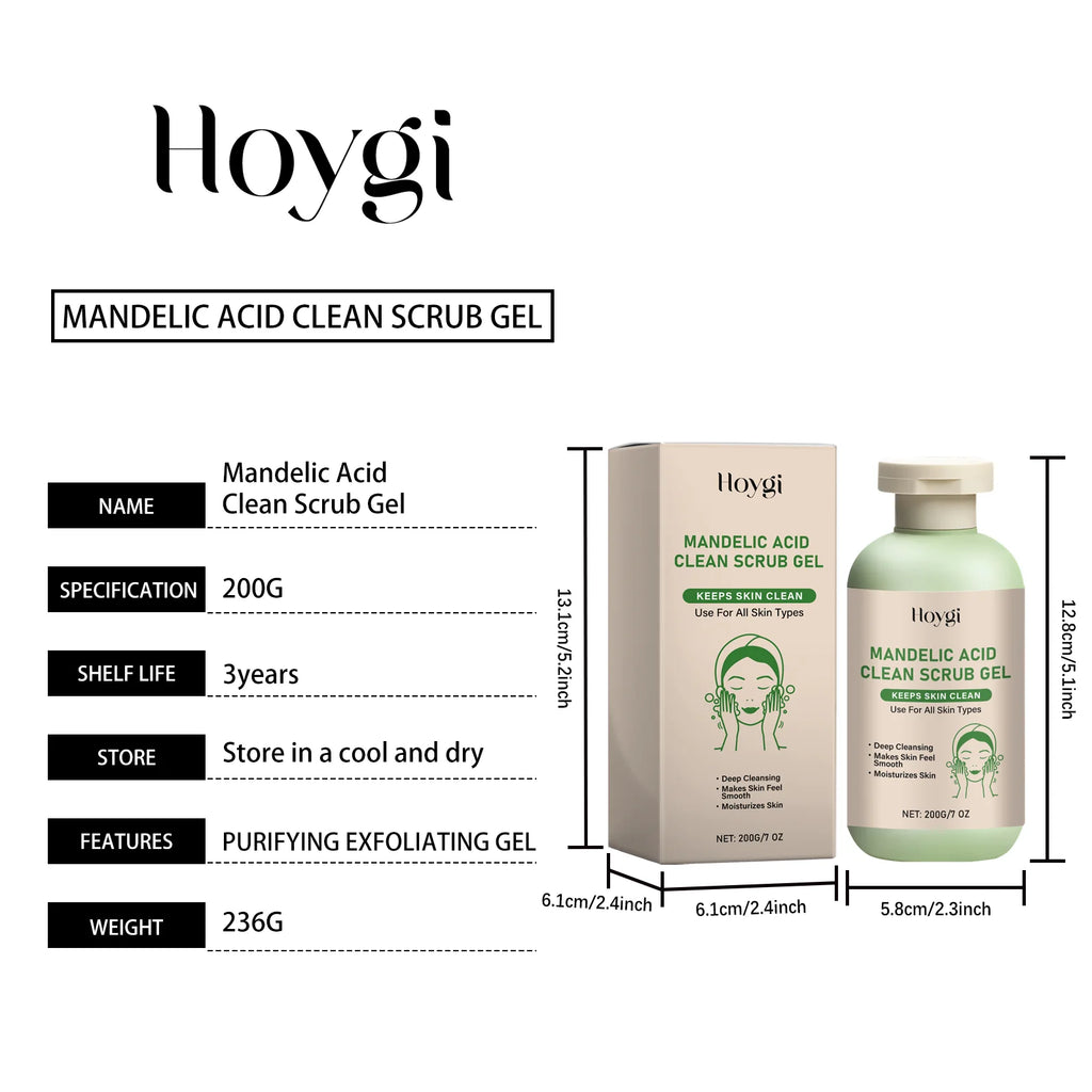Hoygi Mandelic Acid Clean Scrub Gel Deep Cleansing Purifying Pores Remove Impurities Keep Skin Fresh Exfoliating Scrub Gel 200g