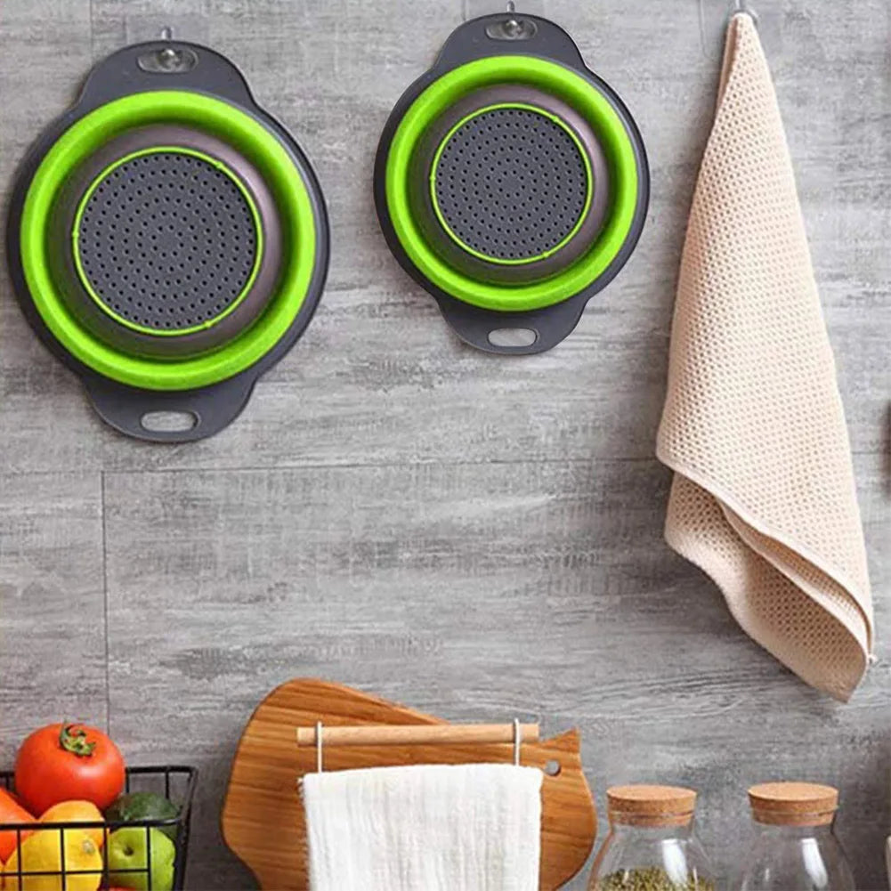 Silicone Vegetable and Fruit Cleaning and Drainage Basket  Cleaning Basket 1PCS Folding Water Filter Net Kitchen Gadgets