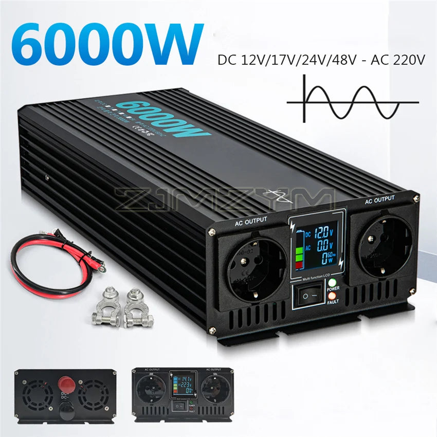 4000W 5000W 6000W High-power Solar Pure Sine Wave Inverter 12V 17V 24V 48V To 220V