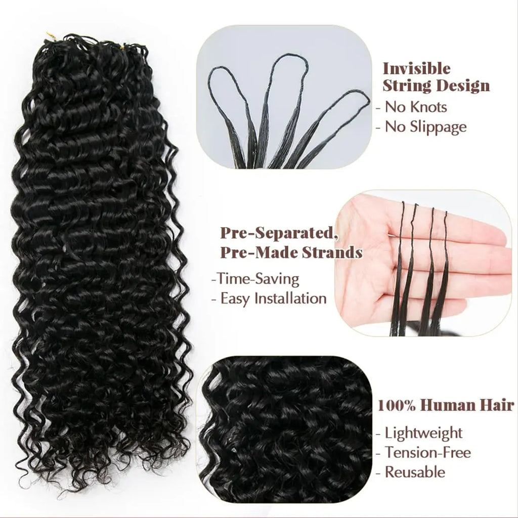 Pre Looped Feather Crochet Human Hair Kinky Curly For Black Women Pre Separated Knotless Burmese Curly Hair For Braiding