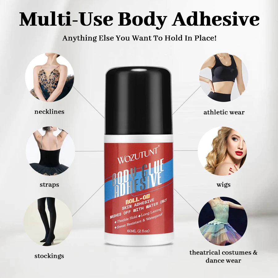 Anti-Slip Glue Roll On Skin Adhesive，Anti-exposure Bra Non-slip Fixed Long-lasting Hold, Easy To Use Products for Women Clothing