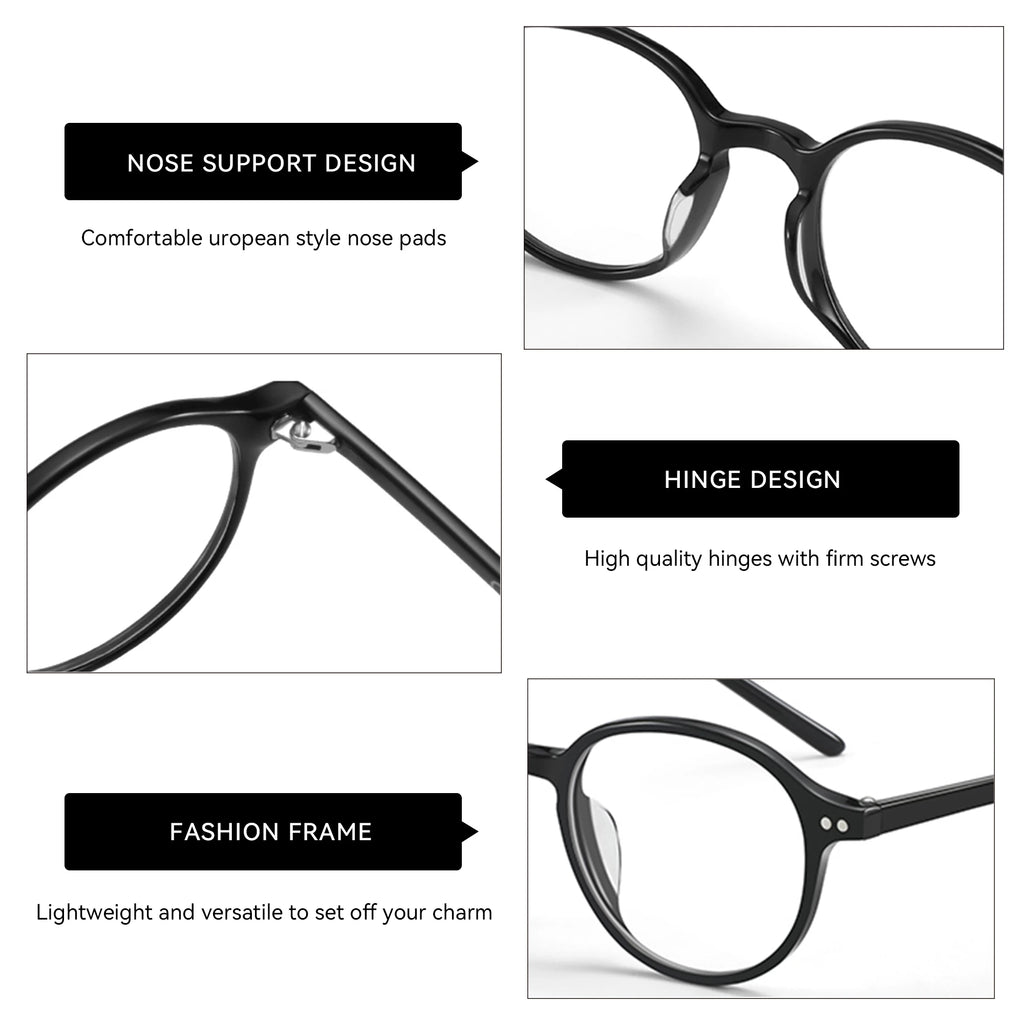 ZENOTTIC XS Size Unisex Ultralight Acetate Small Round Eyewear Anti Blue Light Blocking Computer Glasses Fashion Optical Frame