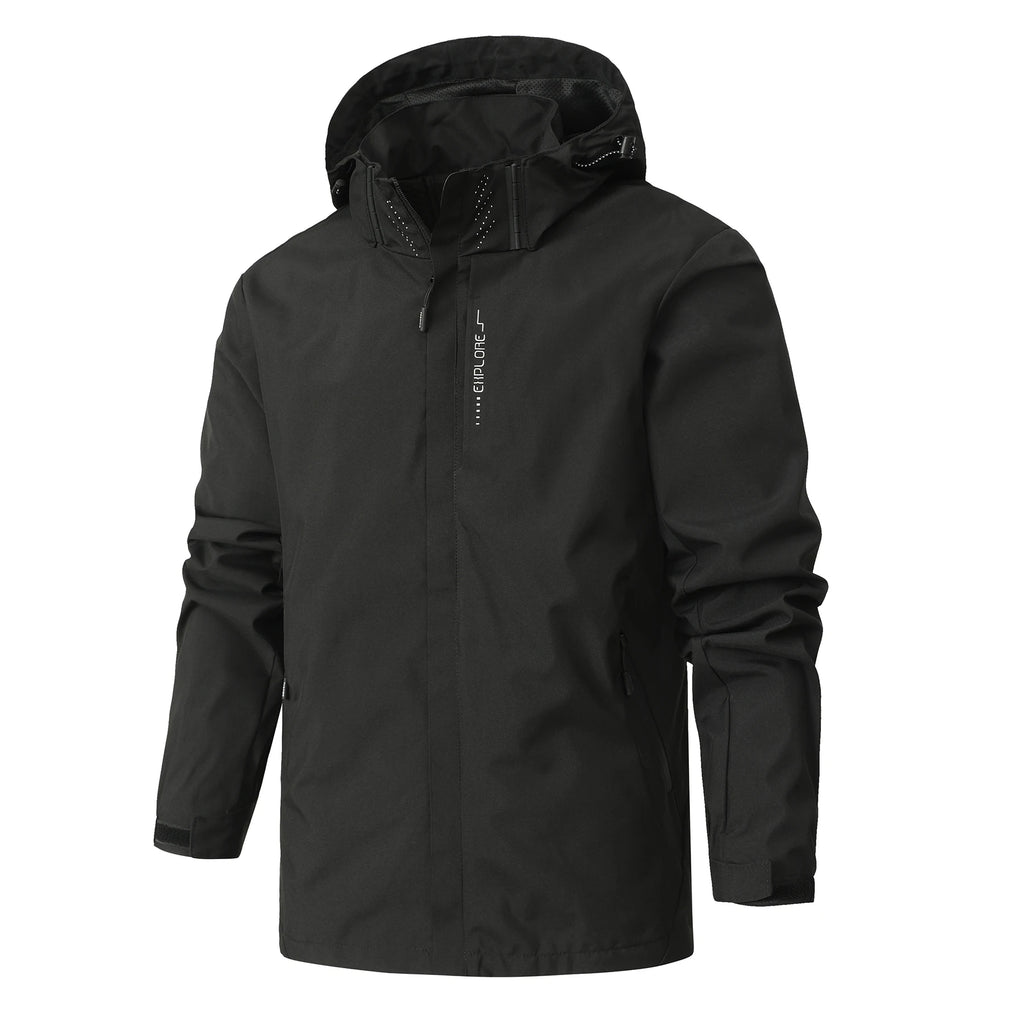 Men's Casual Hooded Jacket with Spring Autumn Zipper Style Loose Windbreaker Lightweight Breathable Outdoor Hiking Sportswear
