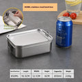 304 Stainless Steel Bento Box Metal Food Storage Container with Locking Clasp Suitable for Work and School 1200/2400ml Lunch Box