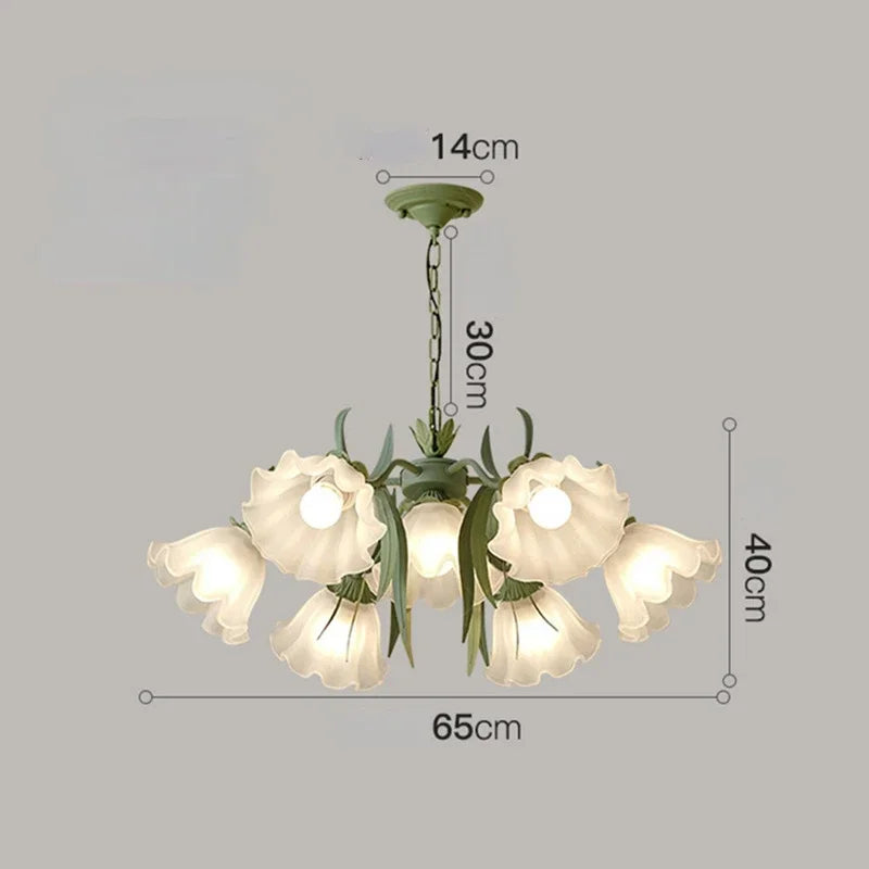 Modern Light Luxury Living Room Chandelier French Creative Lily of The Valley Acrylic Lamp Retro Dining Room Bedroom Lamps