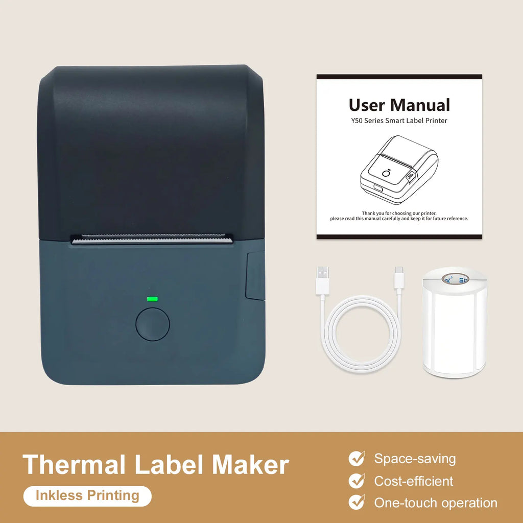 Compact Wireless Thermal Printer, Bluetooth Label Maker, Inkless Printing, Auto Paper Detection for iOS & Android Devices