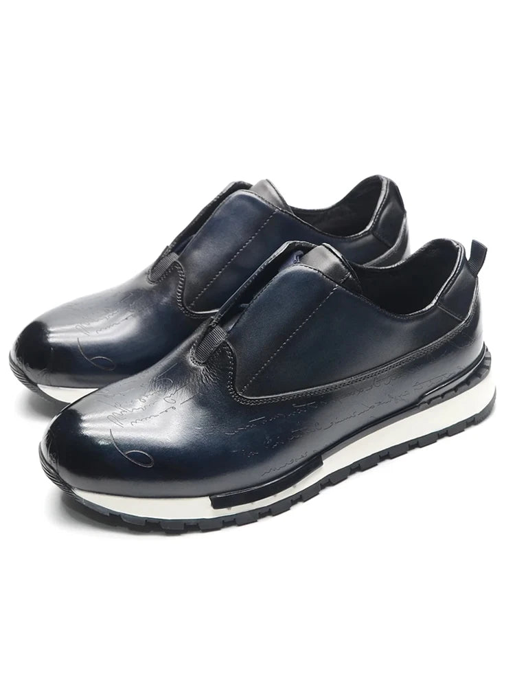 Men Shoes British Genuine Leather Shoes Comfortable Autumn 2026 New Lace Up Casual Shoes Crocodile Pattern Outdoor Men Sneakers