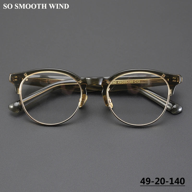 Handmade Acetate Round Eyeglasses Frame Men High Quality Glasses Frames Women Vintage Spectacles Eyewear Japanese Designer M-92